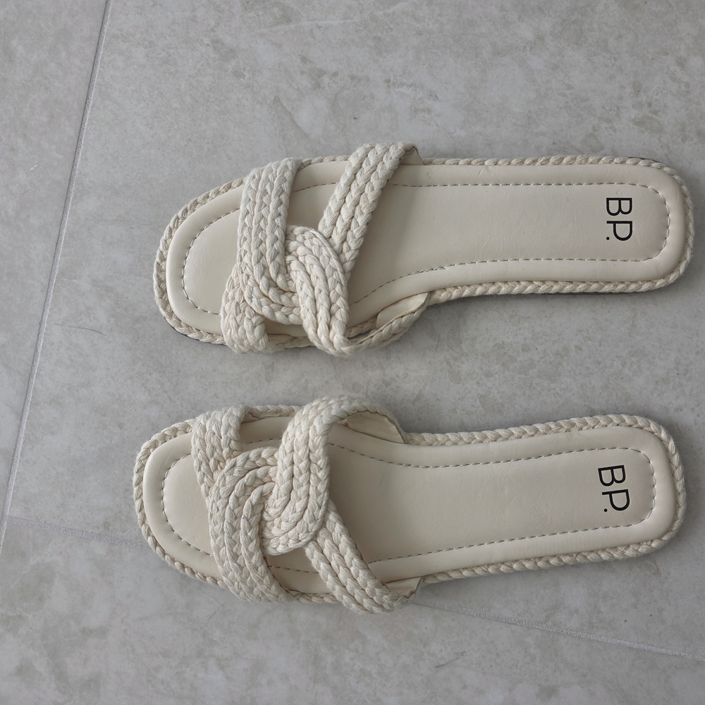 bp Women's Cream Braided Slide Sandals